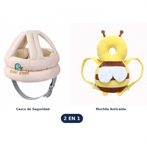 COMBO SEGURIDAD PARA BEBÉ  CASCO + MOCHILA ANTICAÍDA (2 EN 1)